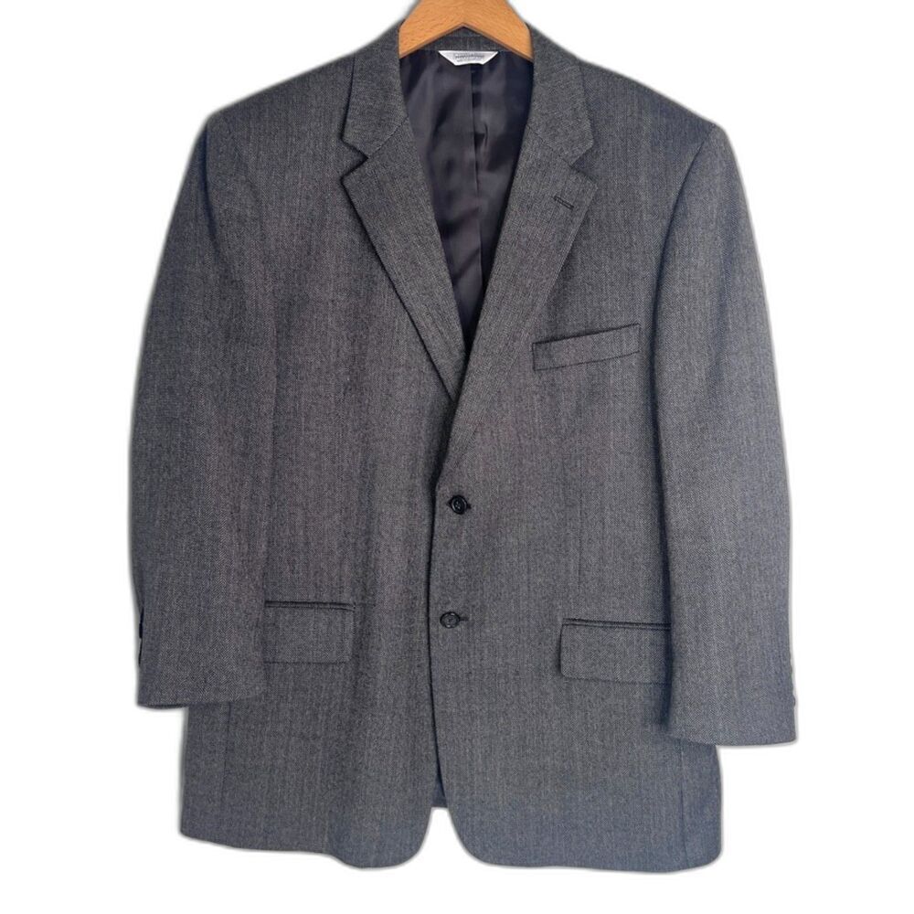 Joseph & Feiss 100% Lambswool Herringbone Blazer Sport Coat Size 44R